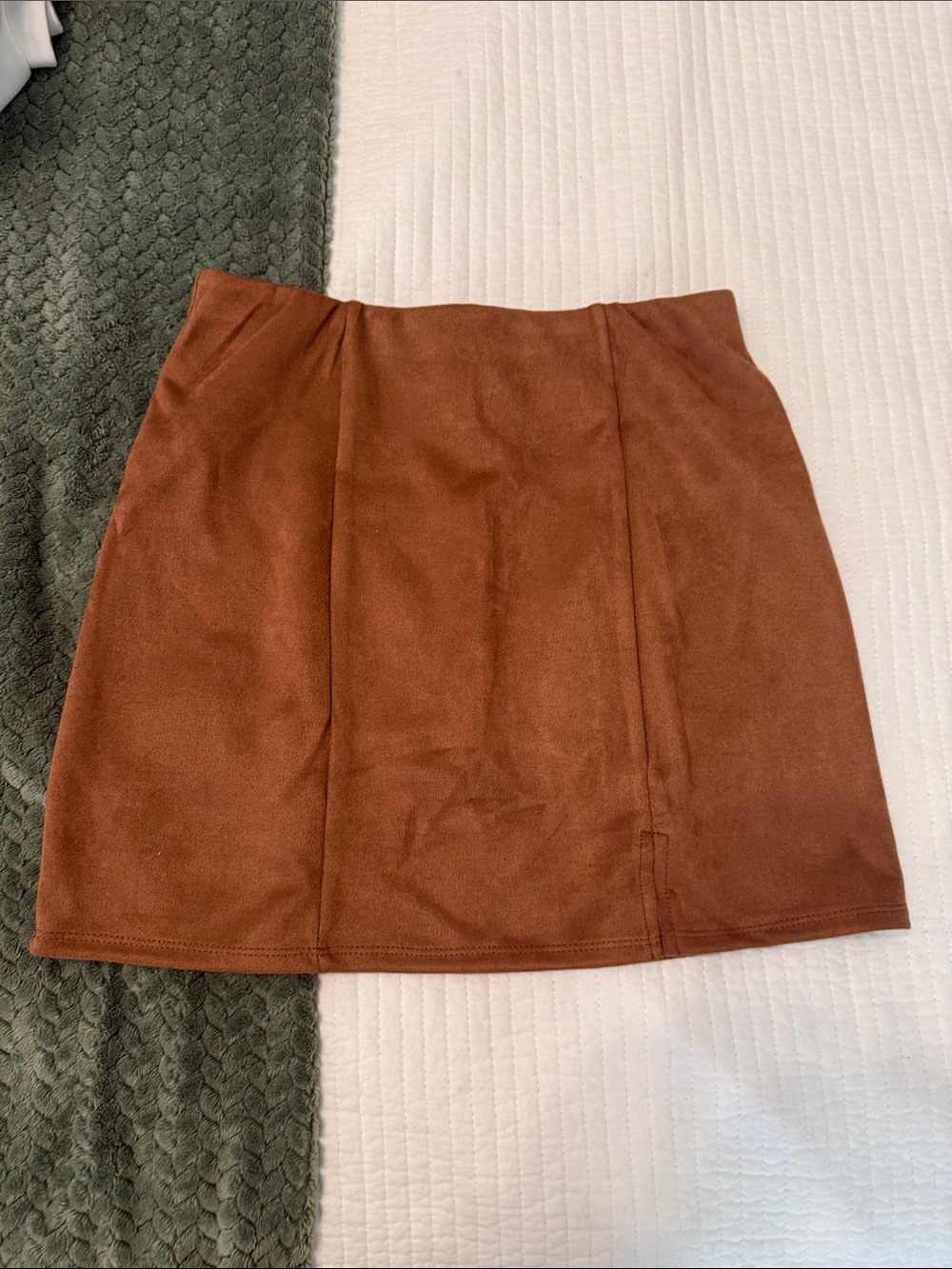Alya Rust Brown Faux Suede Mini Skirt